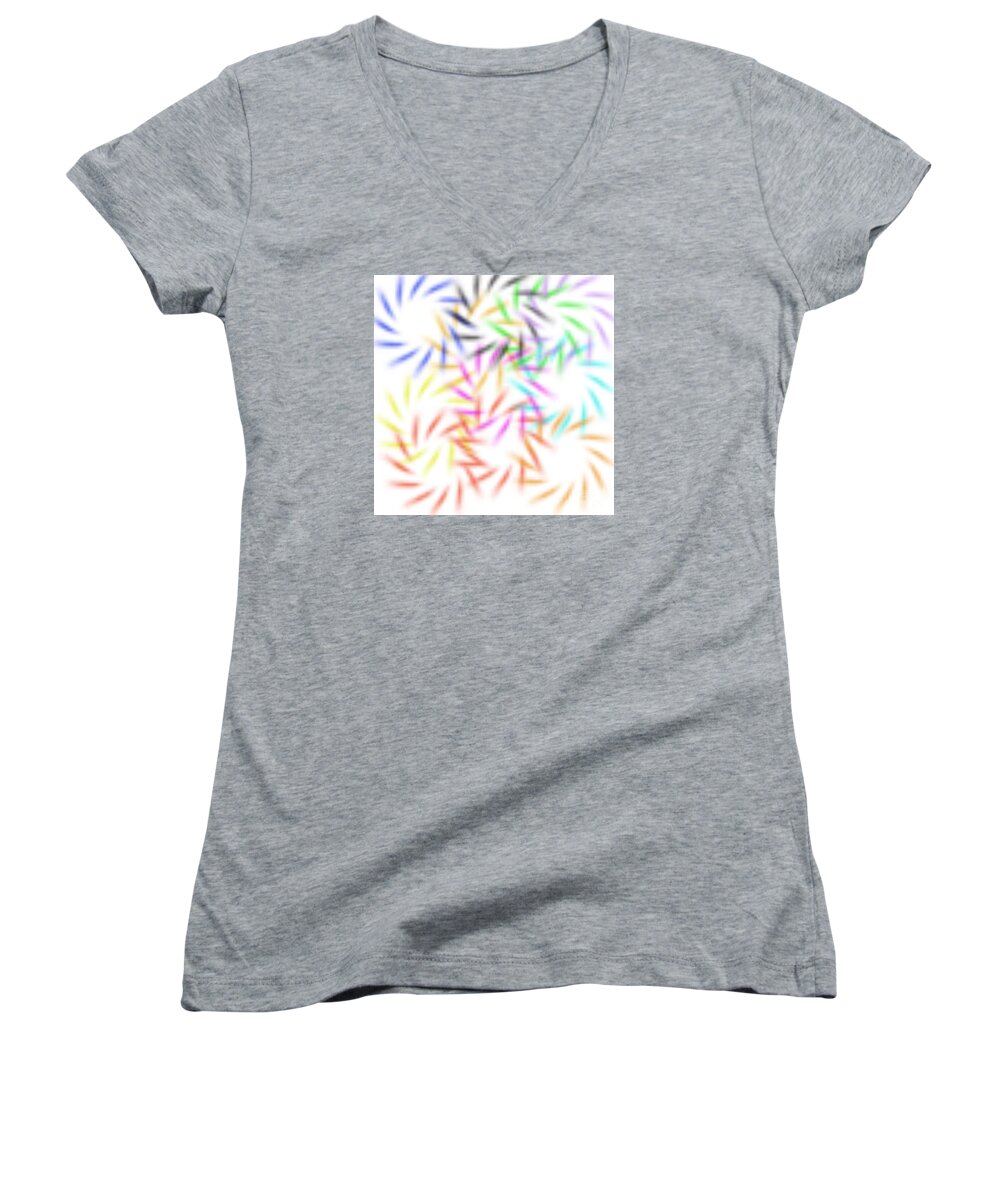 Abstract Women's V-Neck featuring the digital art Abstract Fireworks by Susan Stevenson