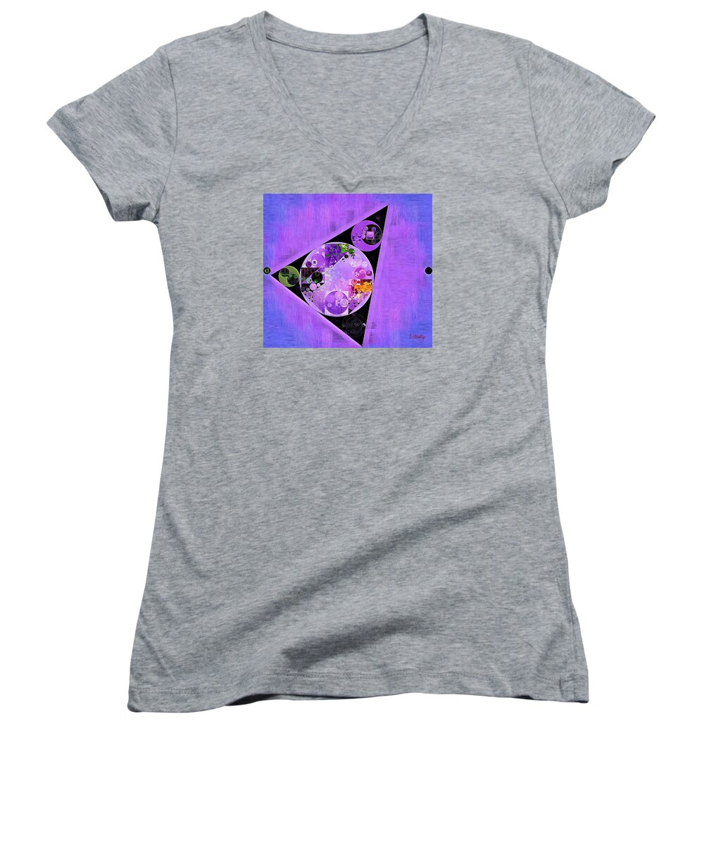 Motion Women's V-Neck featuring the digital art Abstract painting - Slate blue by Vitaliy Gladkiy