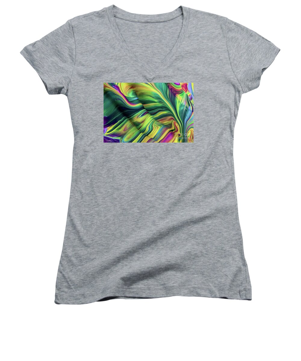Abstract Women's V-Neck featuring the photograph Aegean Wave by Patti Schulze