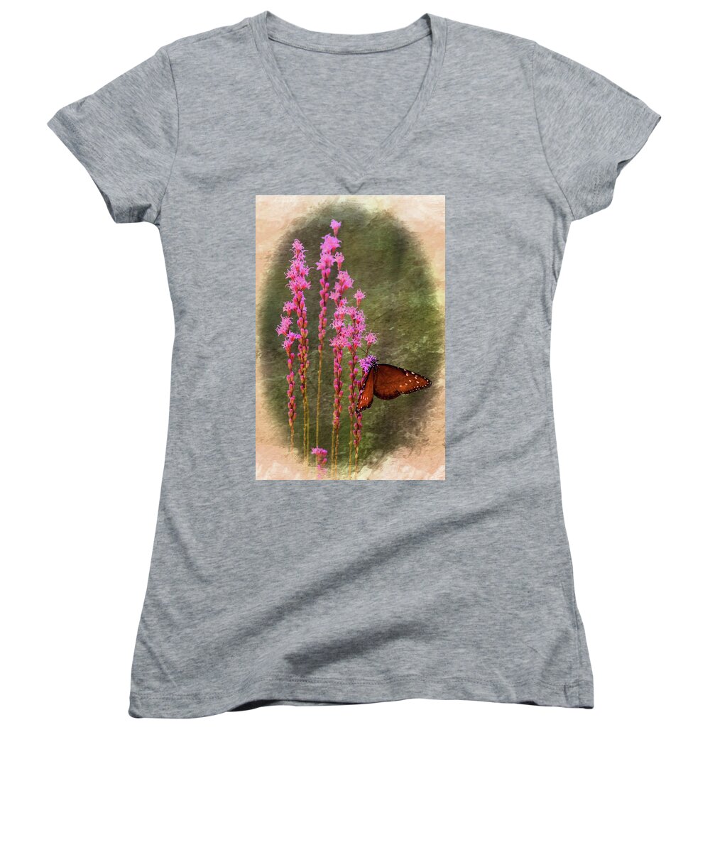 Butterfly Women's V-Neck featuring the photograph After the Storm Beauty by Sheri McLeroy