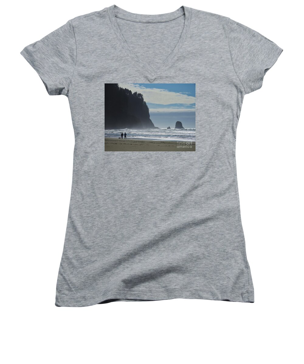 Cape Meares Women's V-Neck featuring the photograph Cape Meares by Michele Penner
