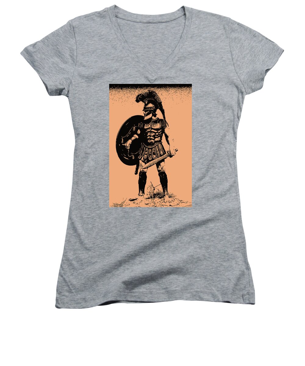 Spartan Warrior Women's V-Neck featuring the painting Age of Sparta by AM FineArtPrints