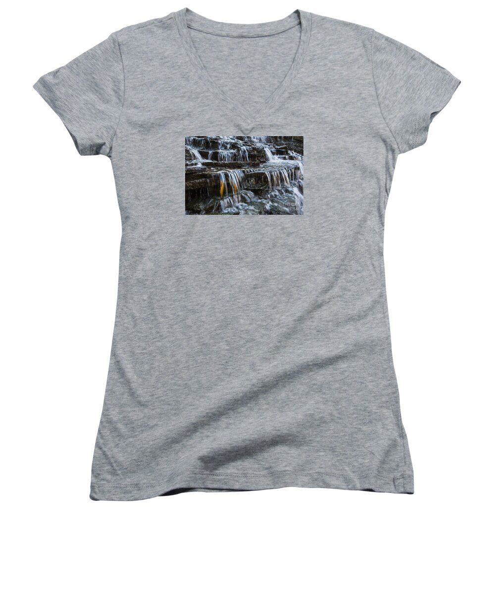 Albion Falls Women's V-Neck featuring the photograph Albion Falls by Steve Somerville