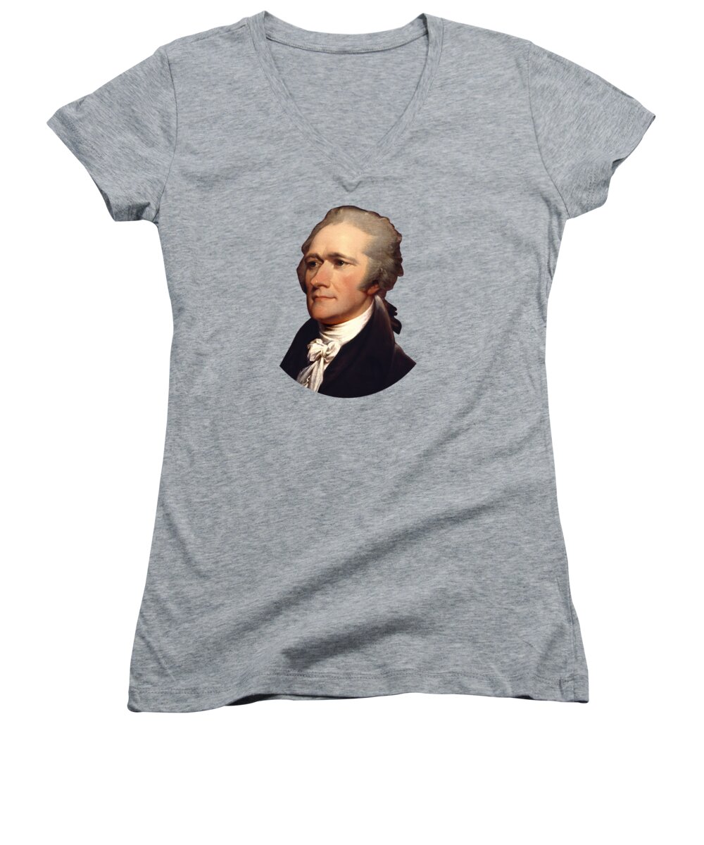 Alexander Hamilton Women's V-Neck featuring the painting Alexander Hamilton by John Trumbull by War Is Hell Store