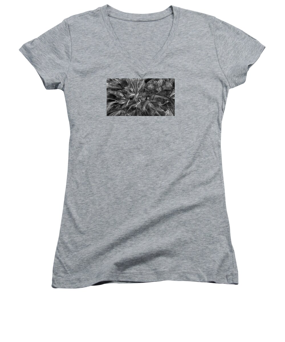 Leaves Women's V-Neck featuring the photograph All About Textures by Elaine Malott