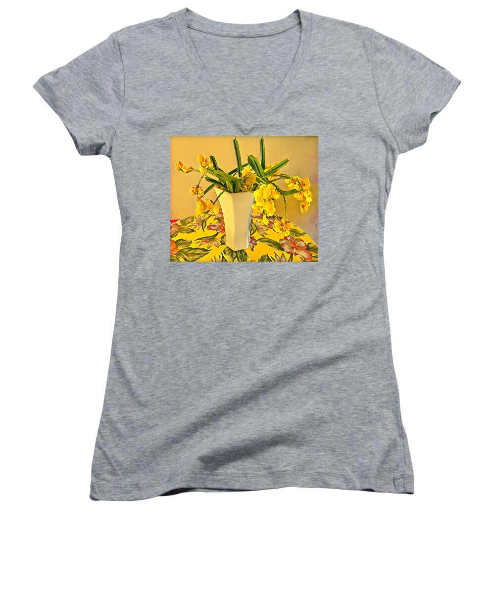 #alohabouquetoftheday #wildflowers #yellow #flowers #aloha Women's V-Neck featuring the photograph Aloha Bouquet of the Day - Yellow Wild Flowers by Joalene Young