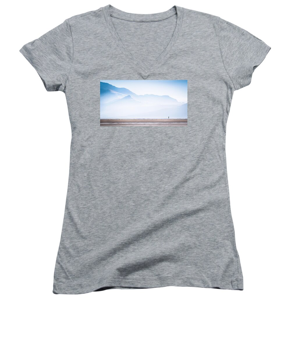 Antelope Island Women's V-Neck featuring the photograph Alone by Dave Koch