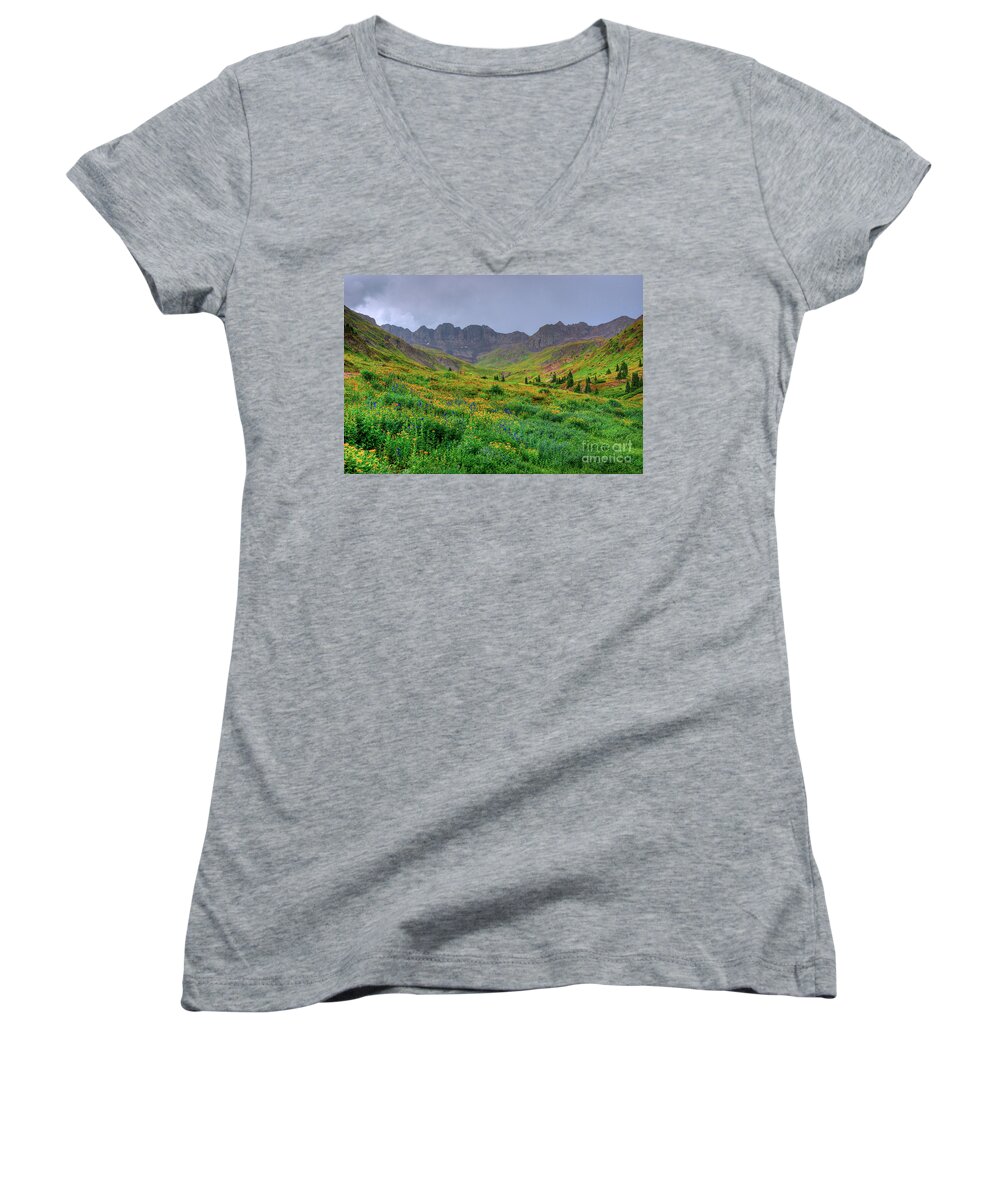Colorado Women's V-Neck featuring the photograph American Basin Summer Storm by Teri Atkins Brown