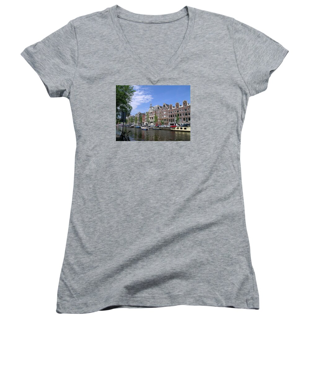 Amsterdam Women's V-Neck featuring the photograph Amsterdam by Sandy Taylor