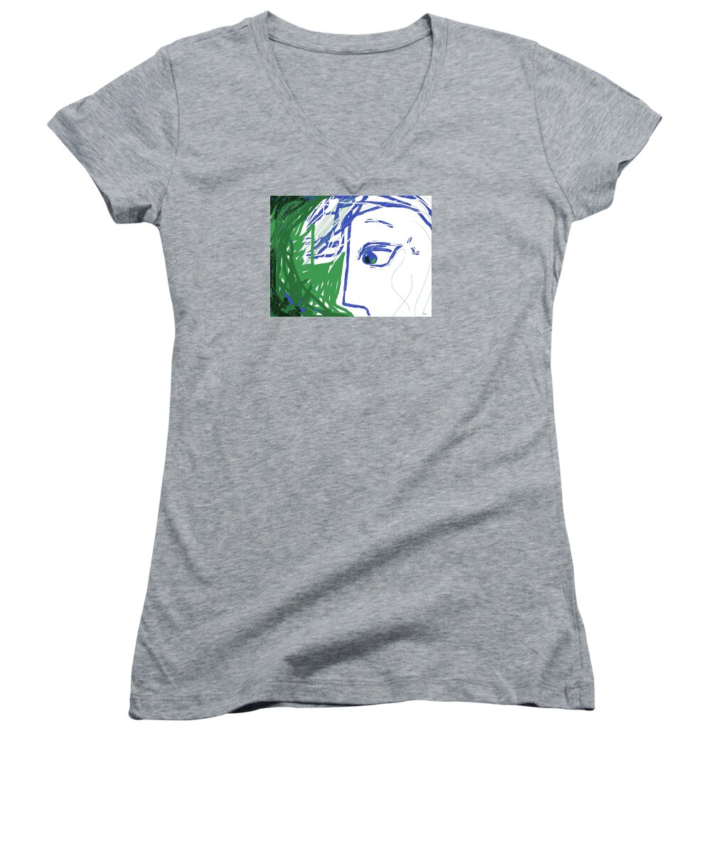 Showing Limited Lines And Simplicity With This Design Women's V-Neck featuring the digital art An eye's view by Mary Armstrong
