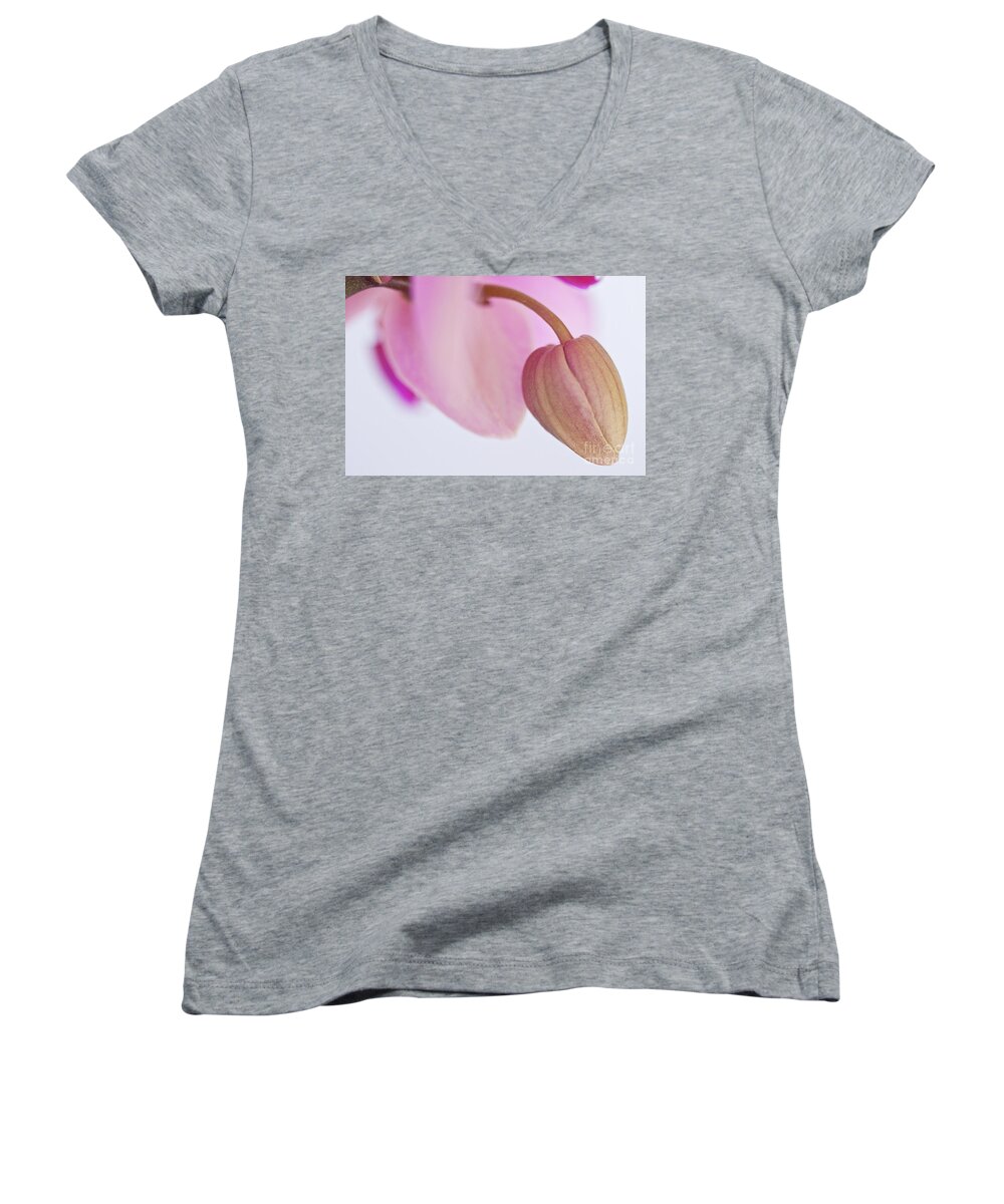 Orchid Women's V-Neck featuring the photograph An Orchid Ready to Bloom by Sherry Hallemeier