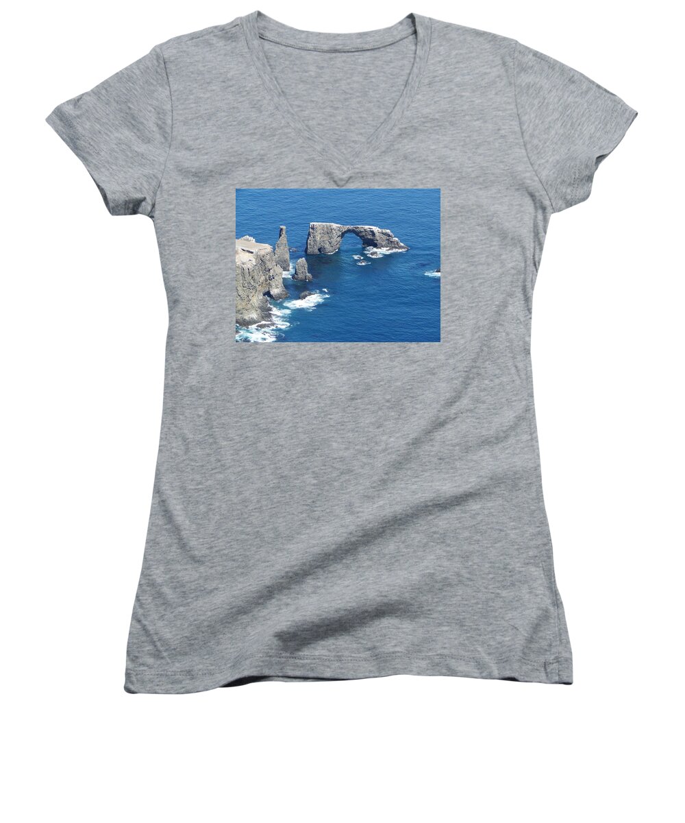  Women's V-Neck featuring the photograph Anacapa Island Arch Rock by Liz Vernand