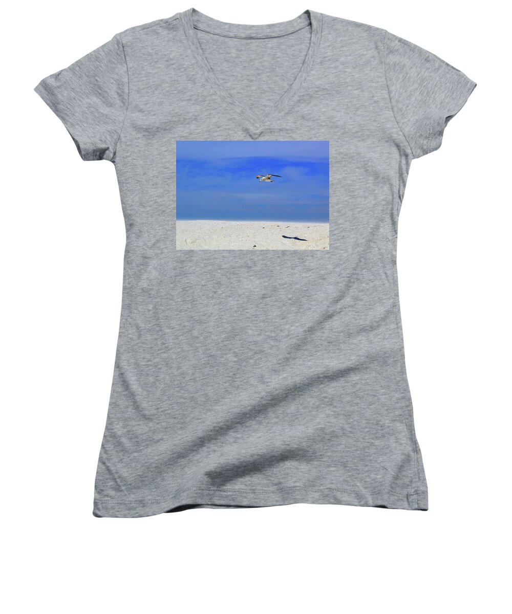 Seagull Women's V-Neck featuring the photograph Ancient Mariner by Marie Hicks