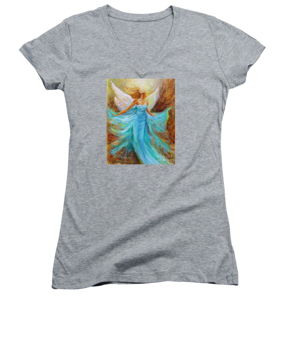 Angel Painting Women's V-Neck featuring the painting Angelic Rising by Jennifer Beaudet