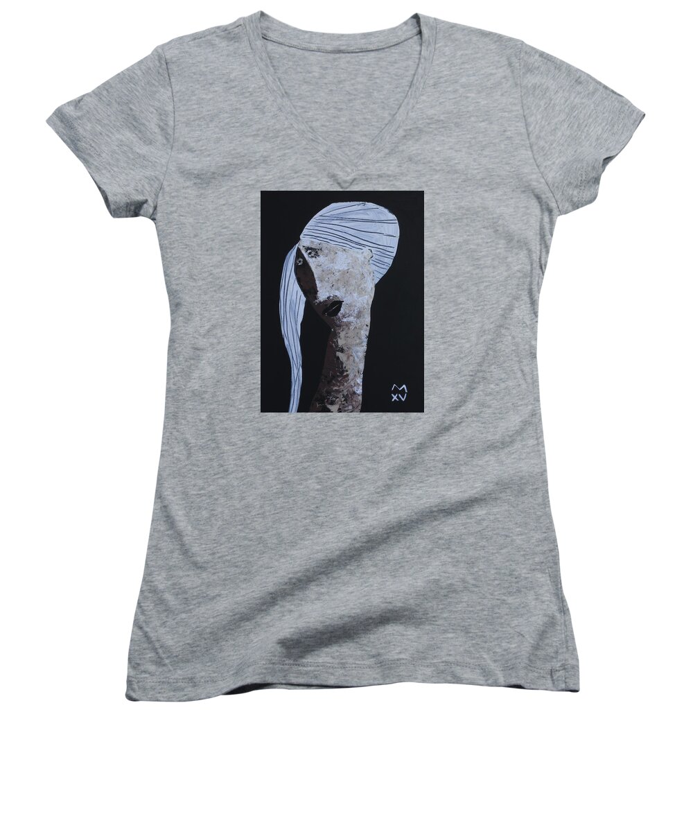  Abstract Women's V-Neck featuring the painting ANIMUS No 99 by Mark M Mellon
