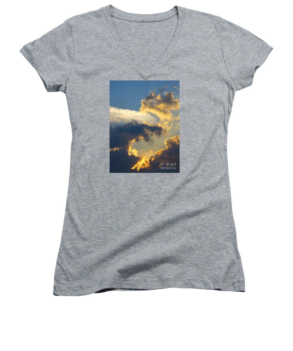 Florida Clouds At Sunset. Women's V-Neck featuring the photograph Another Beautiful Grouping of Florida Clouds at Sunset. by Robert Birkenes