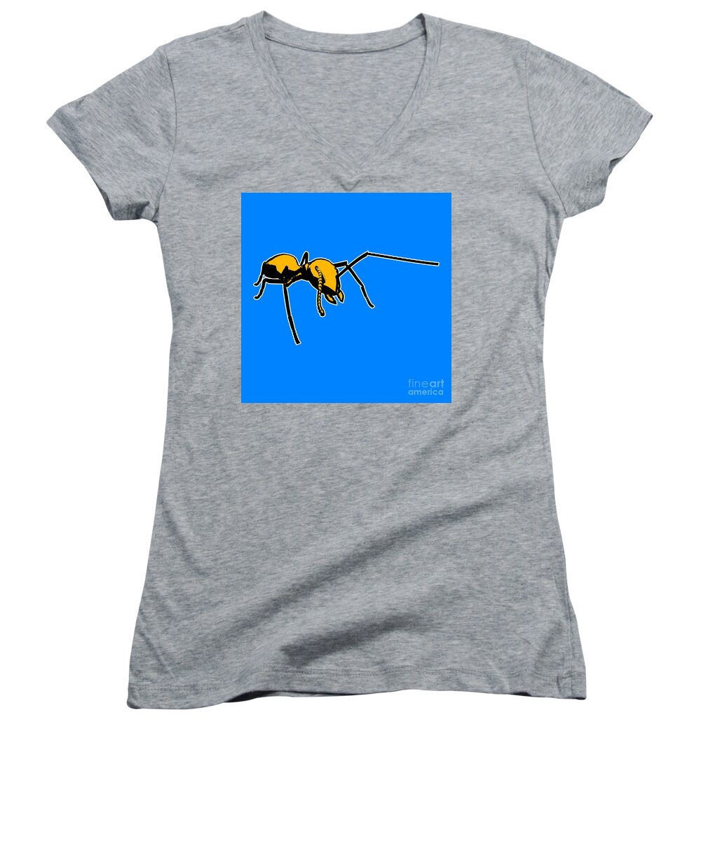 Ant Women's V-Neck featuring the painting Ant Graphic by Pixel Chimp