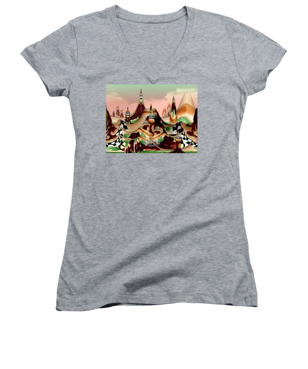 Original Women's V-Neck featuring the photograph Apple Land Countryside by Barbara Tristan