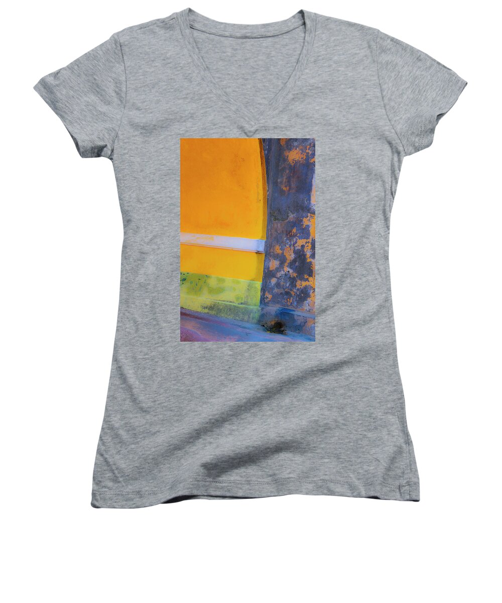 Fort Women's V-Neck featuring the photograph Archway Wall by Stephen Anderson