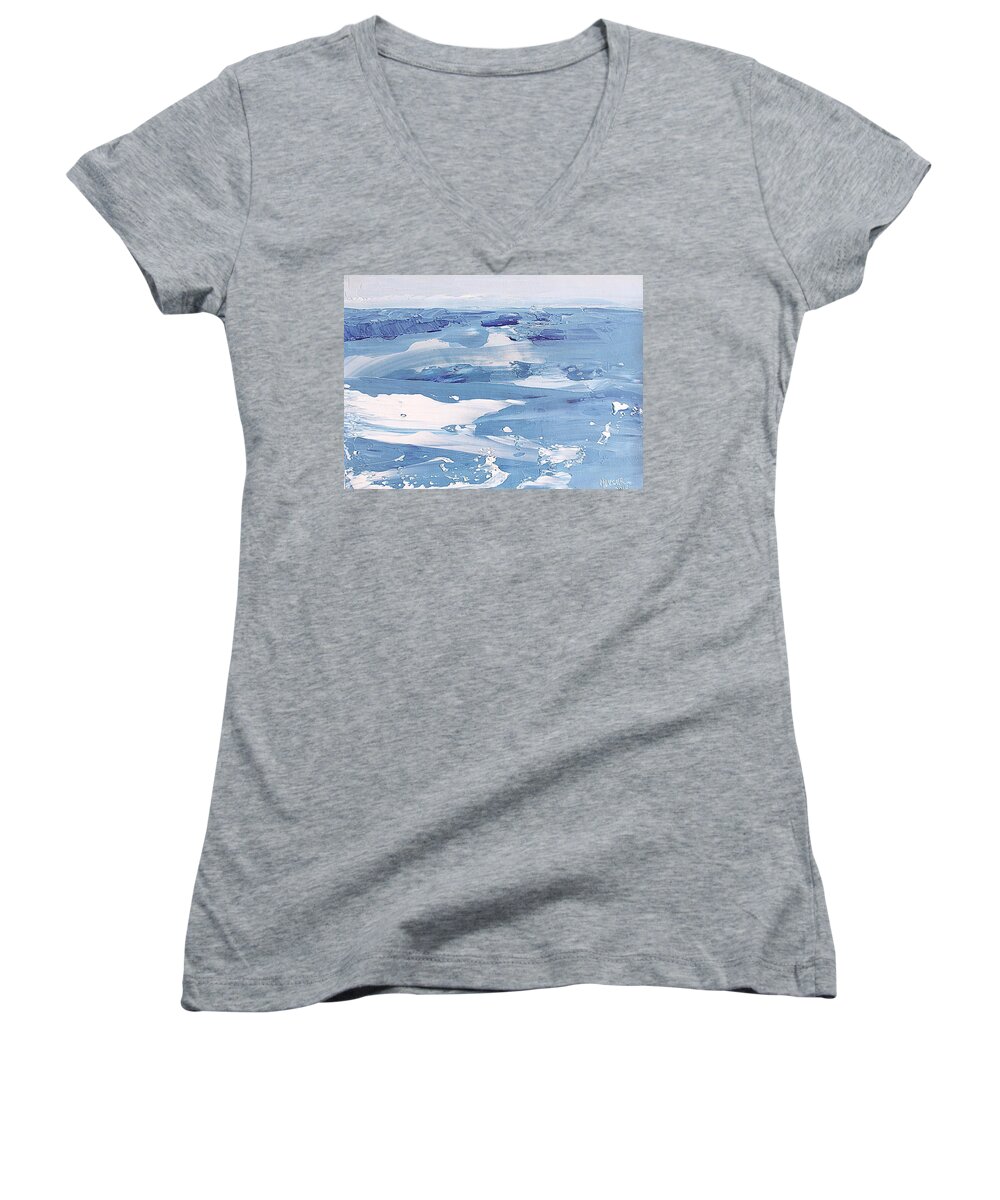 Arctic Women's V-Neck featuring the painting Arctic Ocean by Norma Duch