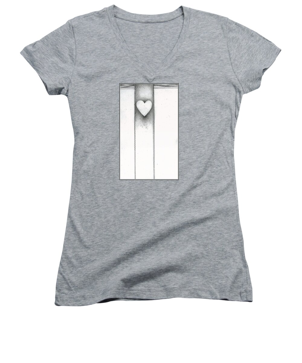  Women's V-Neck featuring the drawing Ascending Heart by James Lanigan Thompson MFA