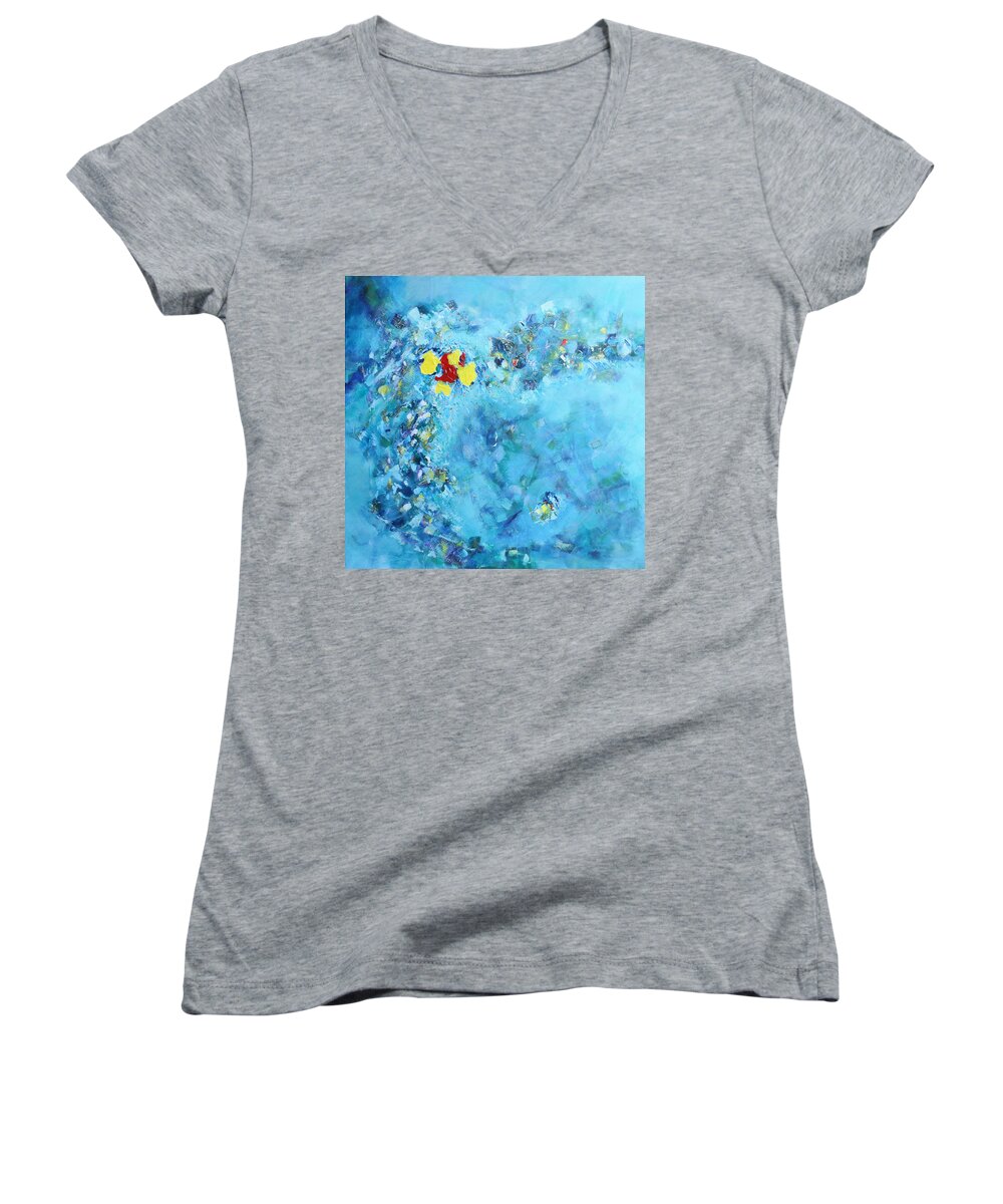 Acrylic Women's V-Neck featuring the painting Atlantis Rising by Christiane Kingsley