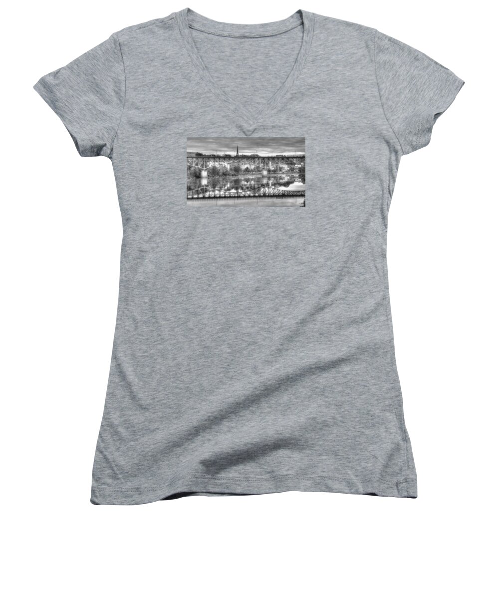 Augusta Women's V-Neck featuring the photograph Augusta Crossing by John Meader