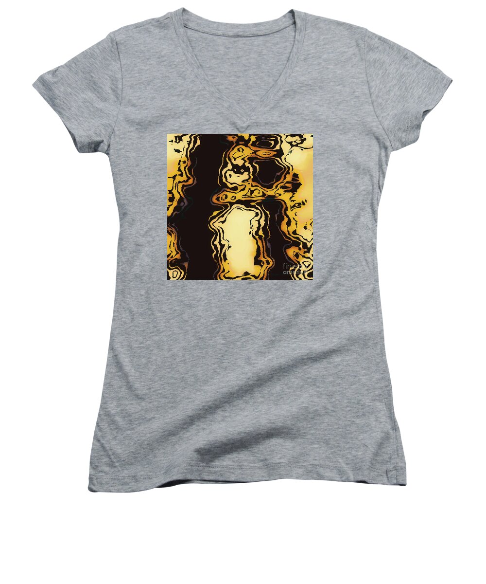 Digital Clone Painting Women's V-Neck featuring the painting Autumn Deer Spirit 2 by Tim Richards