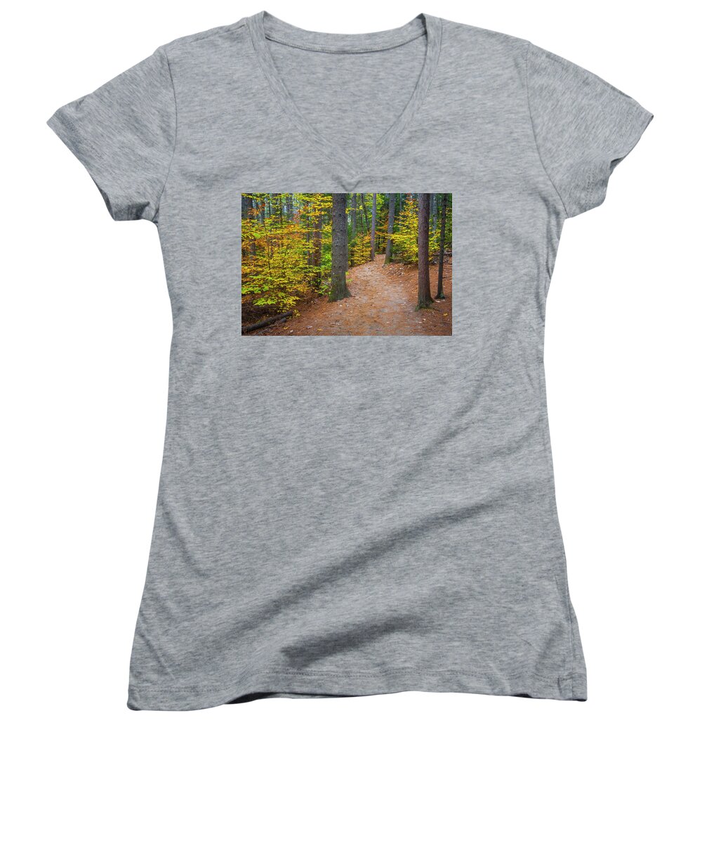 Fall Foliage Women's V-Neck featuring the photograph Autumn Fall Foliage in New England by Ranjay Mitra