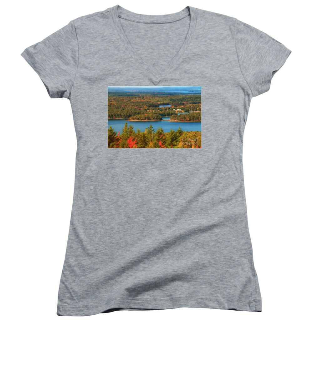 Autumn Women's V-Neck featuring the photograph Autumn in Acadia by Elizabeth Dow