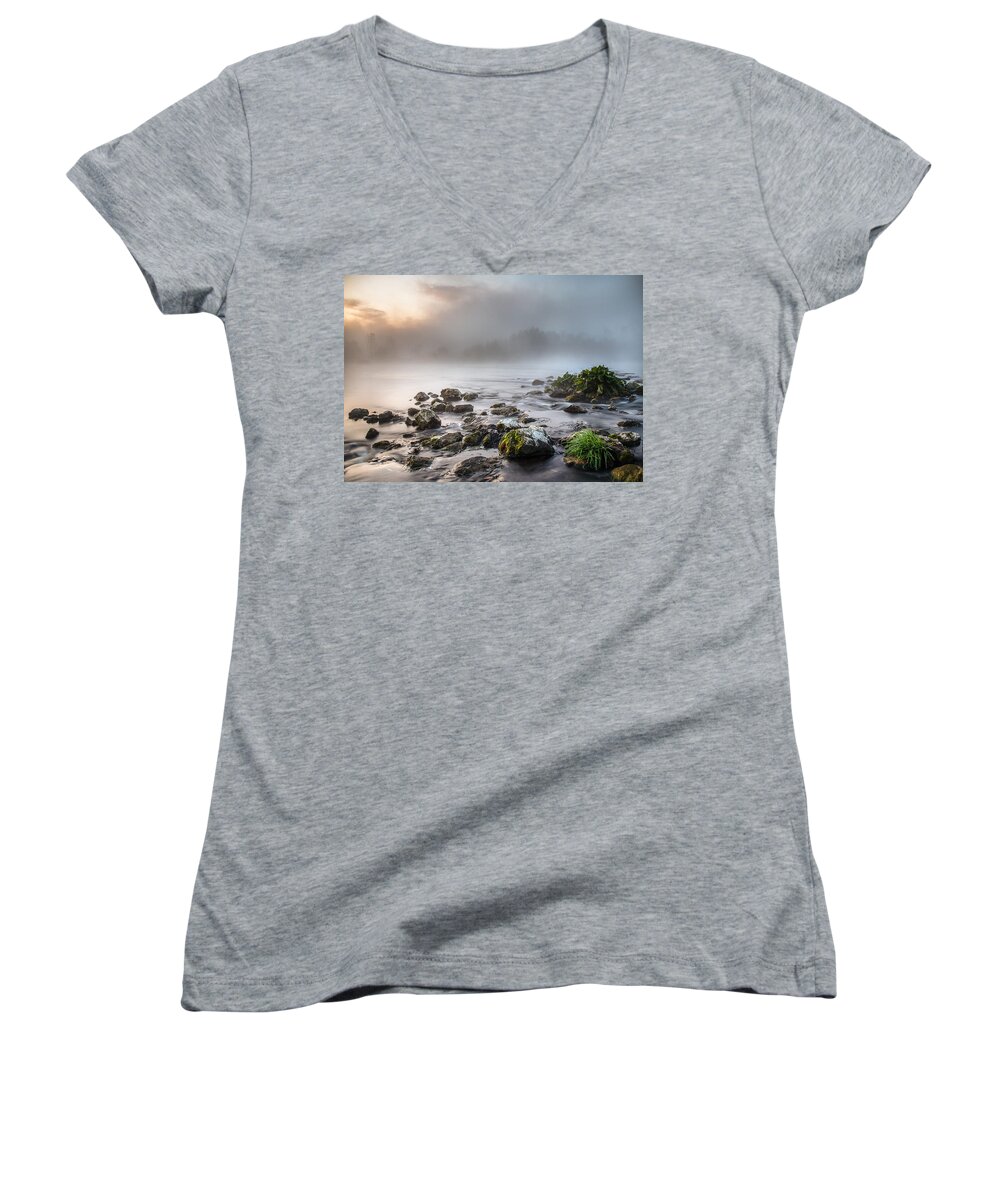 Landscape Women's V-Neck featuring the photograph Autumn morning by Davorin Mance
