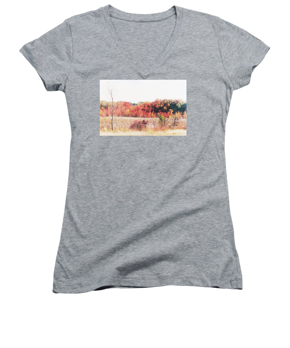 Fall Foliage Women's V-Neck featuring the photograph Autumn New England by Geoff Jewett