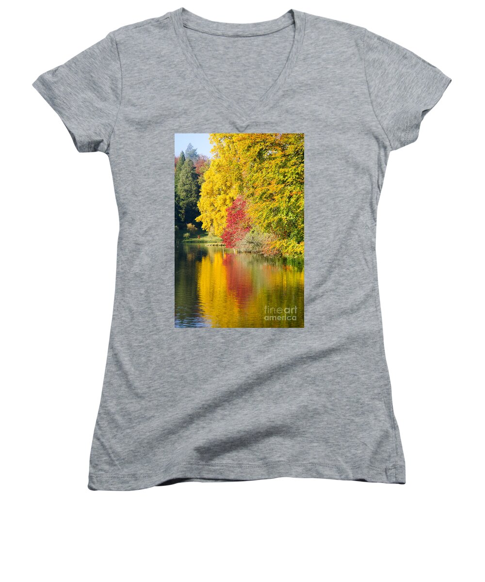 Autumn Women's V-Neck featuring the photograph Autumn trees by Colin Rayner