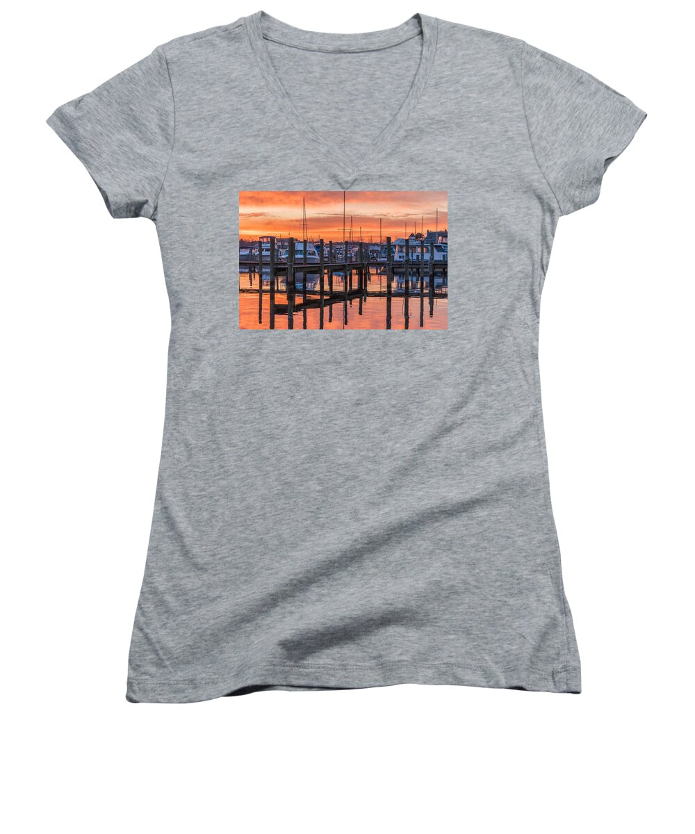 Toms River Women's V-Neck featuring the photograph Autumnal Sky by Kristopher Schoenleber
