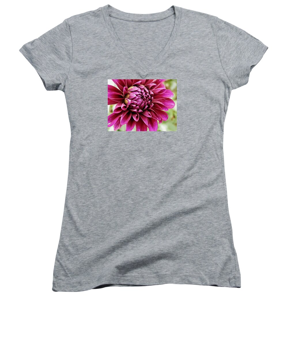 Flower Women's V-Neck featuring the photograph Awesome Dahlia by VLee Watson