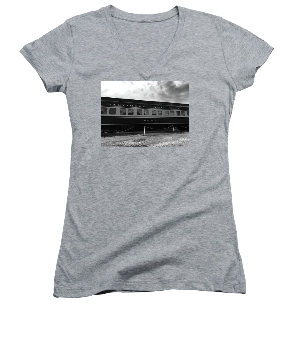 Railroad Women's V-Neck featuring the photograph B and O Railroad by Michael Krek