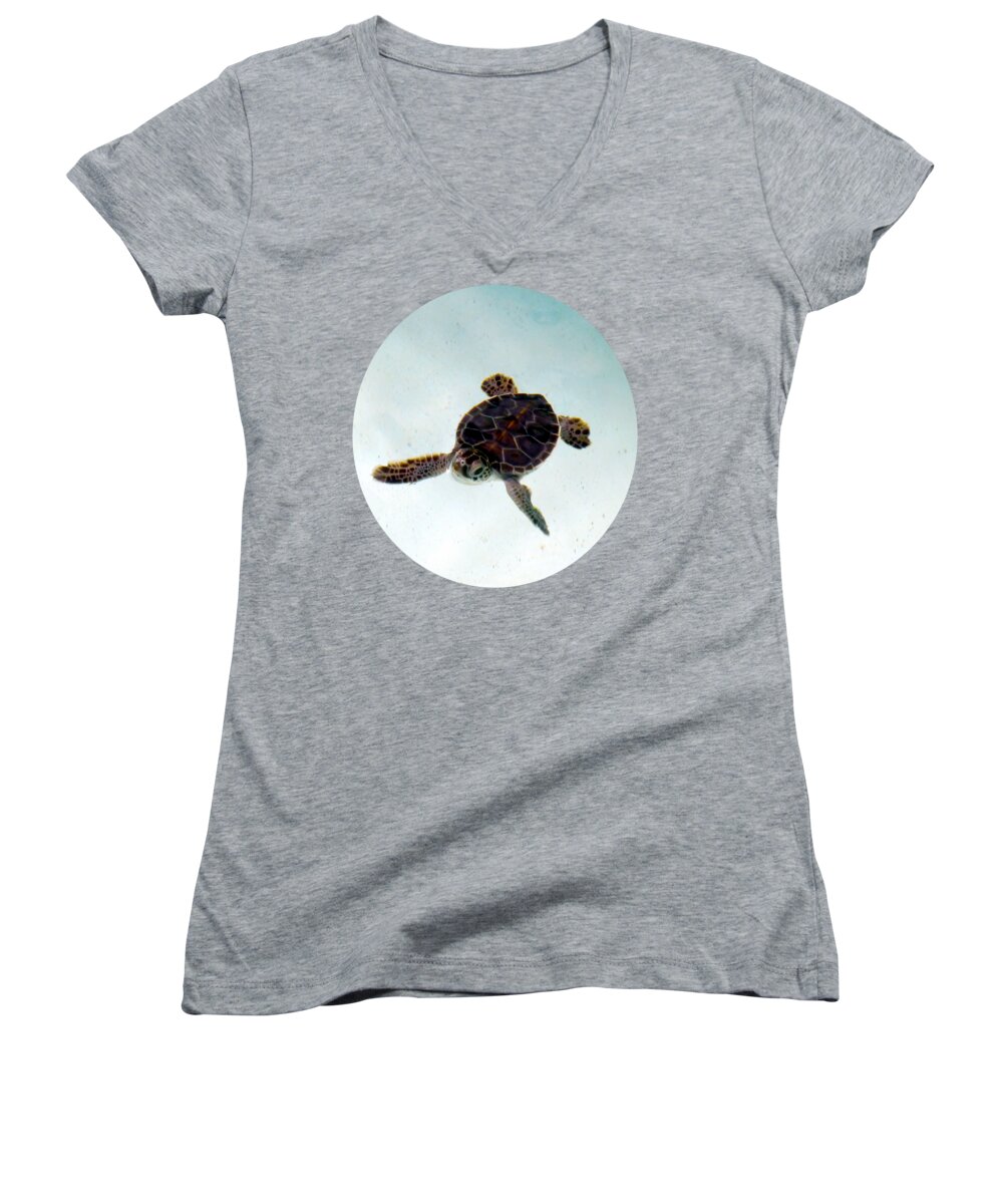Baby Turtle Women's V-Neck featuring the photograph Baby Turtle by Francesca Mackenney