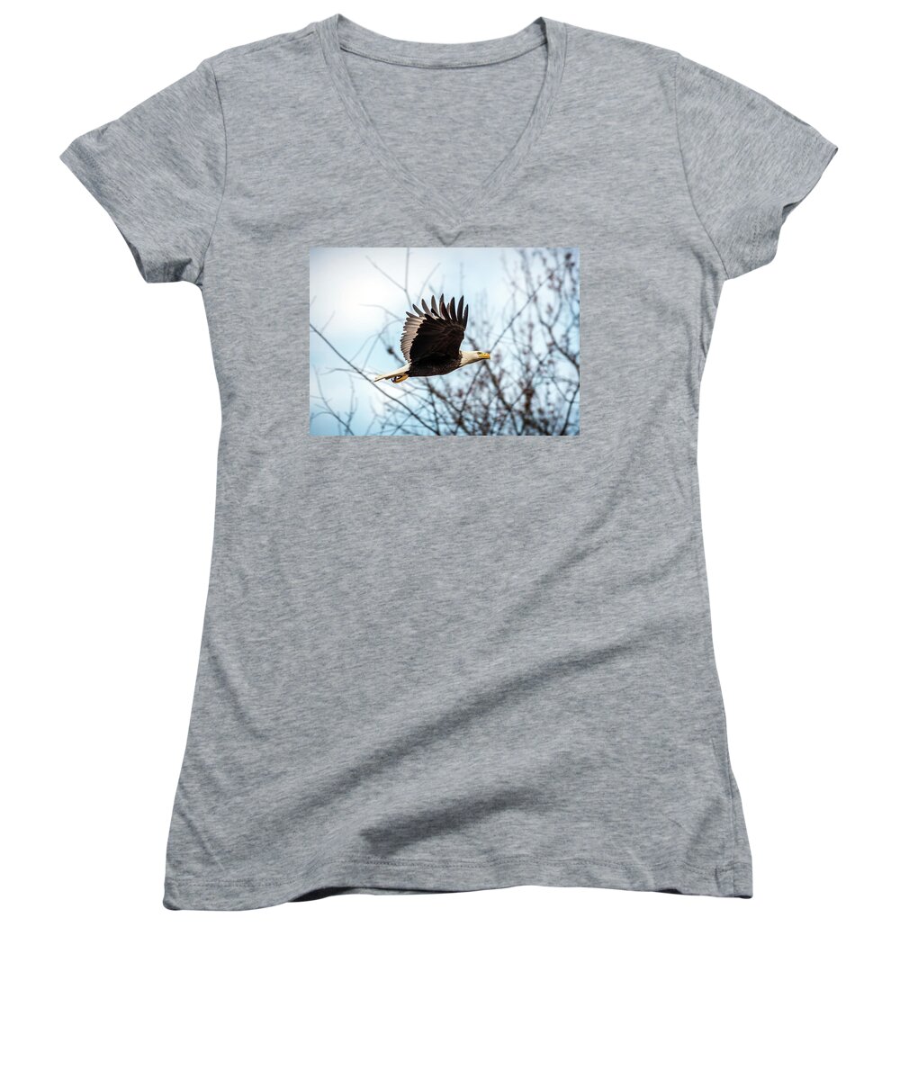 Usa Women's V-Neck featuring the photograph Bald Eagle Flight by Patrick Wolf