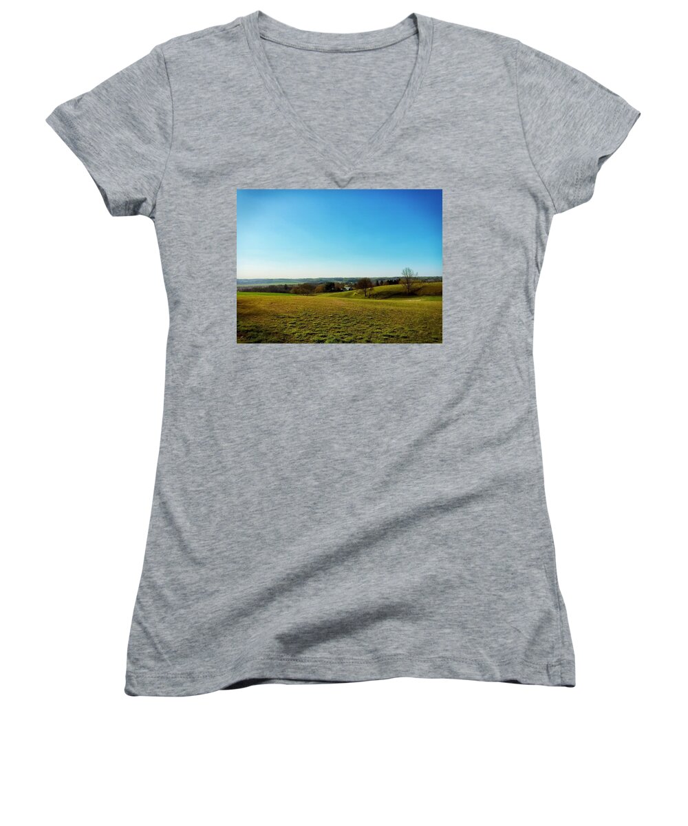 Landscape Women's V-Neck featuring the photograph Baldwin Maryland by Chris Montcalmo