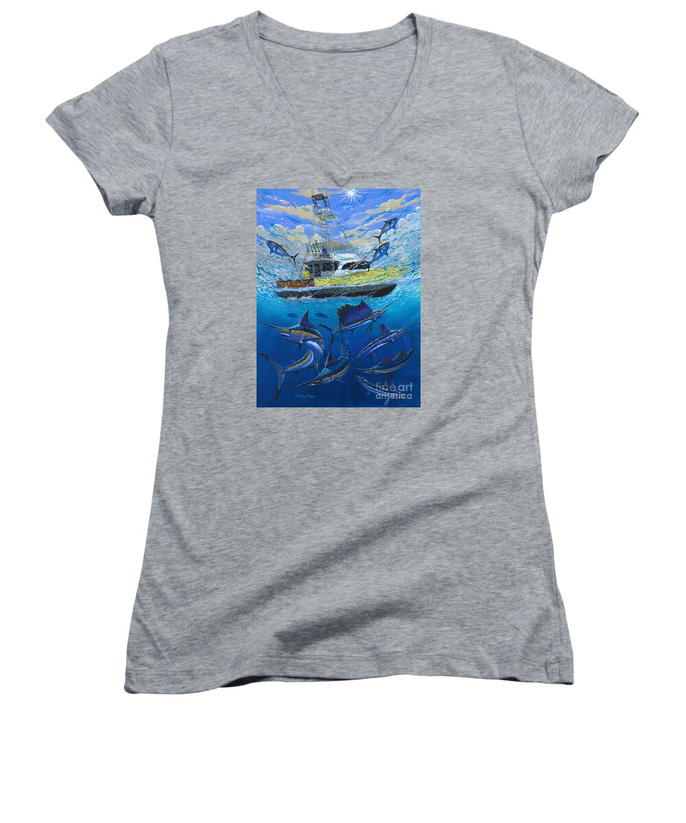 Sportfishing Women's V-Neck featuring the painting Bar South by Carey Chen