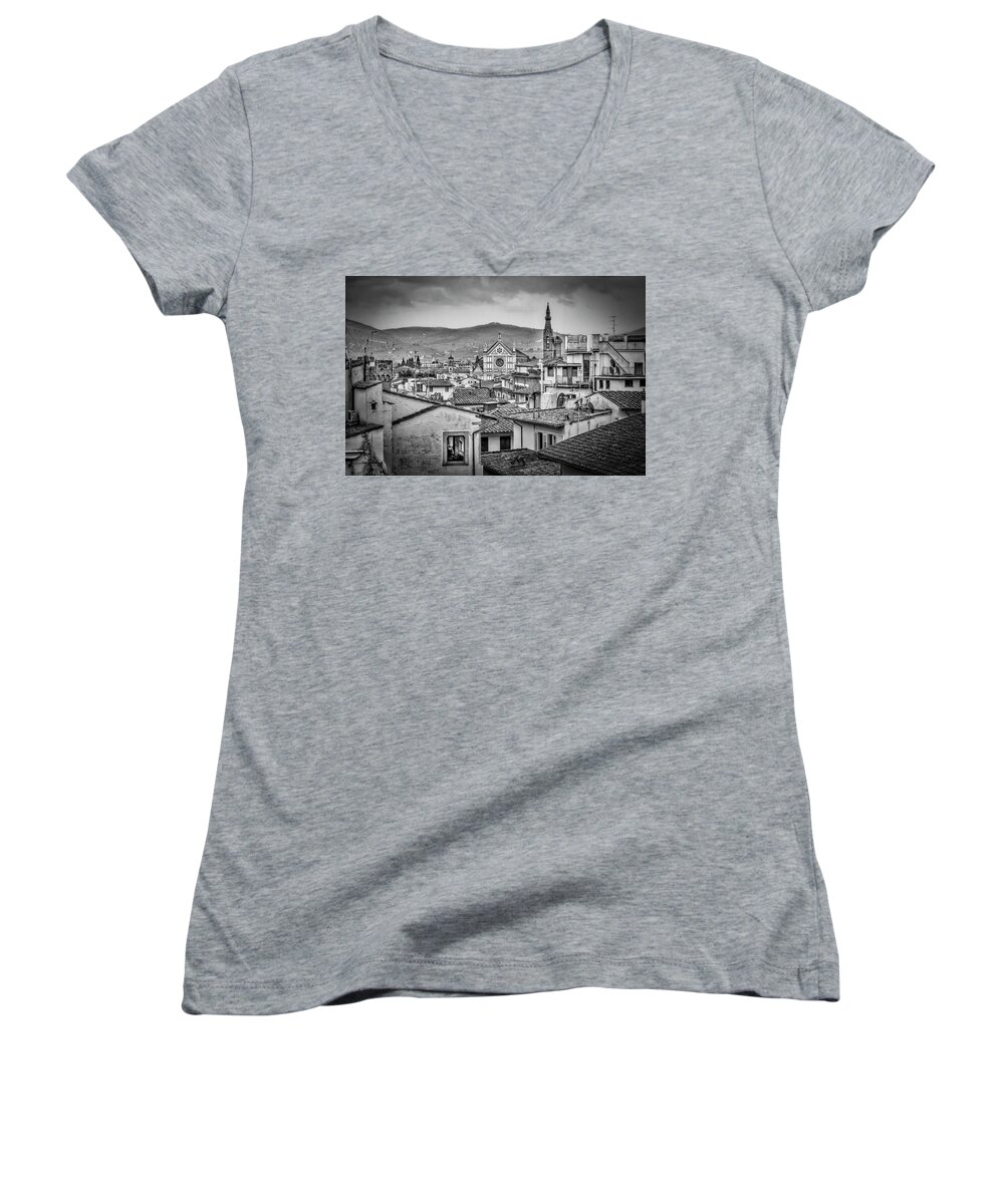 Firenze Women's V-Neck featuring the photograph Basilica di Santa Croce by Sonny Marcyan
