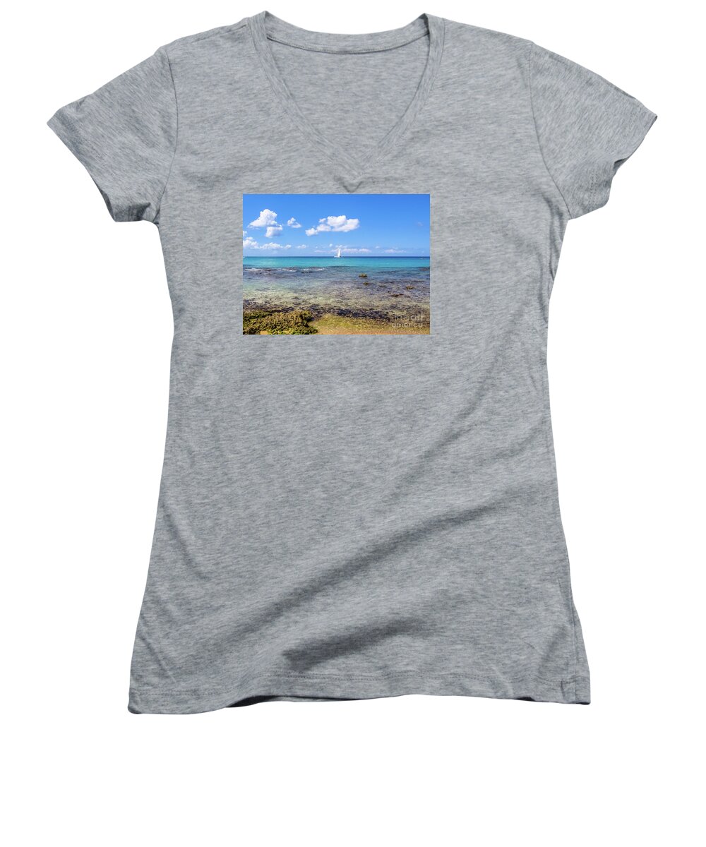 Dominican Republic Women's V-Neck featuring the photograph Bayahibe coral reef by Benny Marty