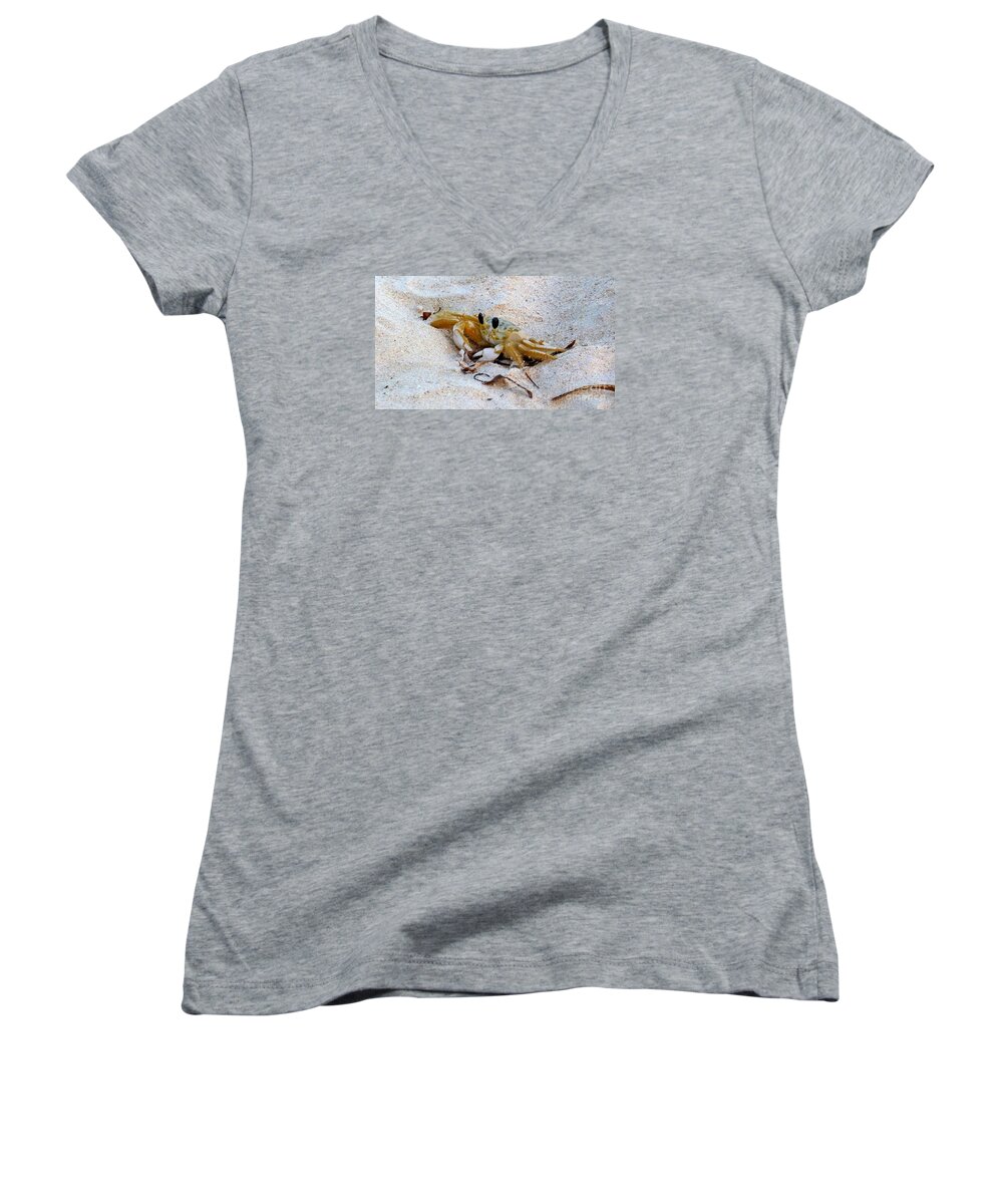 Photography Women's V-Neck featuring the photograph Beach Crab by Francesca Mackenney