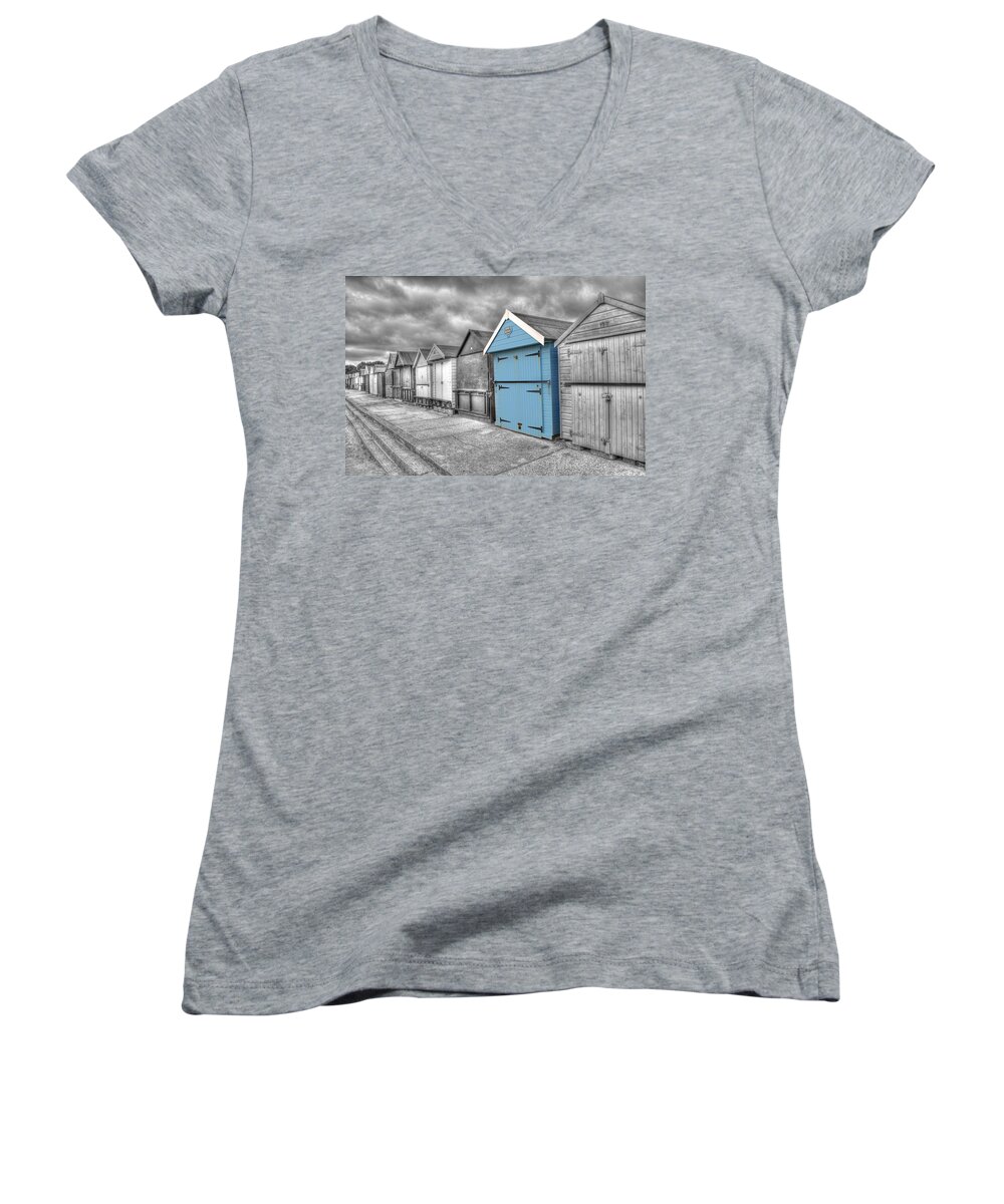 Beach Hut Women's V-Neck featuring the photograph Beach Hut in isolation by Chris Day