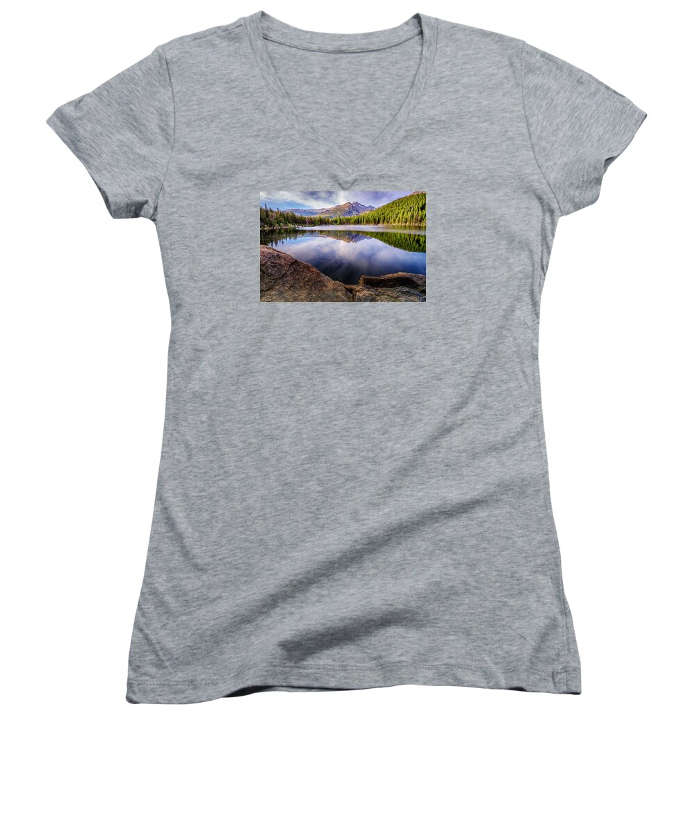 Colorado Women's V-Neck featuring the photograph Bear Lake 3 by Mary Angelini