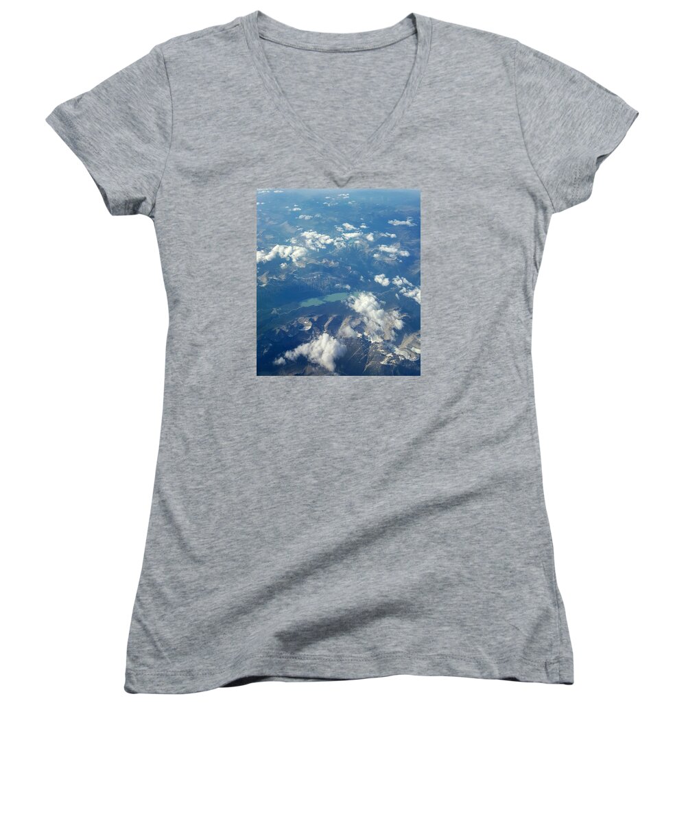Mountains Women's V-Neck featuring the photograph Beauty From the Skies by Britten Adams