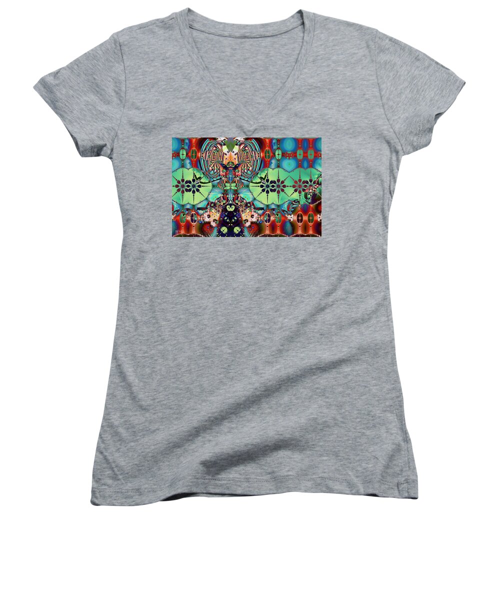 Abstract Women's V-Neck featuring the digital art Bel Getty by Jim Pavelle