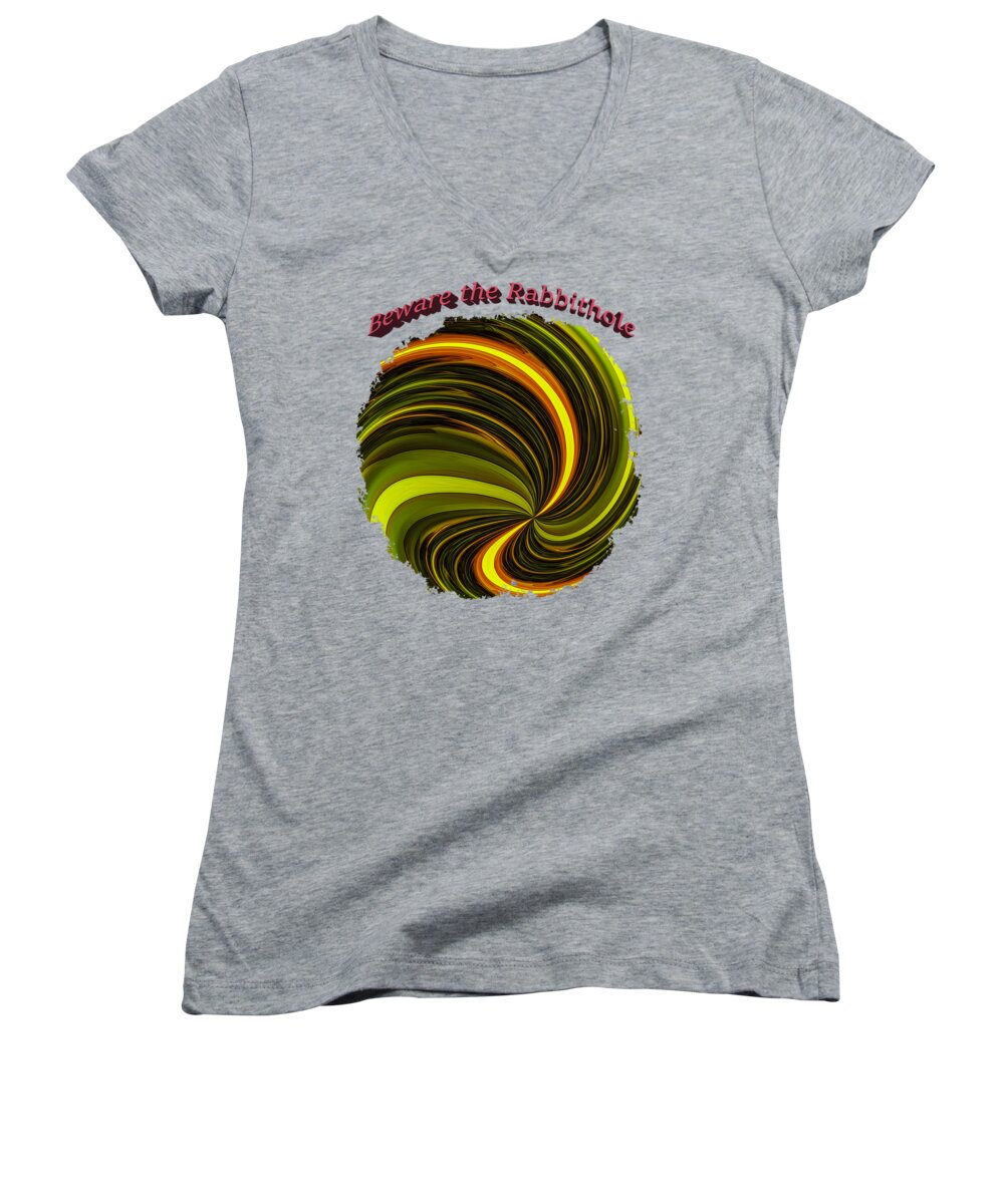 Abstract Women's V-Neck featuring the photograph Beware the Rabbit Hole by John M Bailey