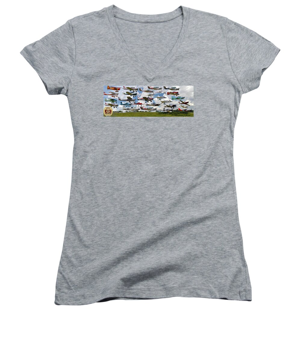 Big Muddy Air Race Women's V-Neck featuring the photograph Big Muddy Fly-By Collage by Jeff Kurtz