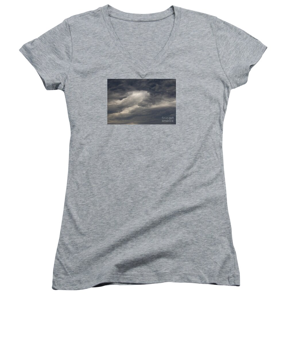 Abstract Women's V-Neck featuring the photograph Bizarre Dark Clouds Before The Storm by Michal Boubin